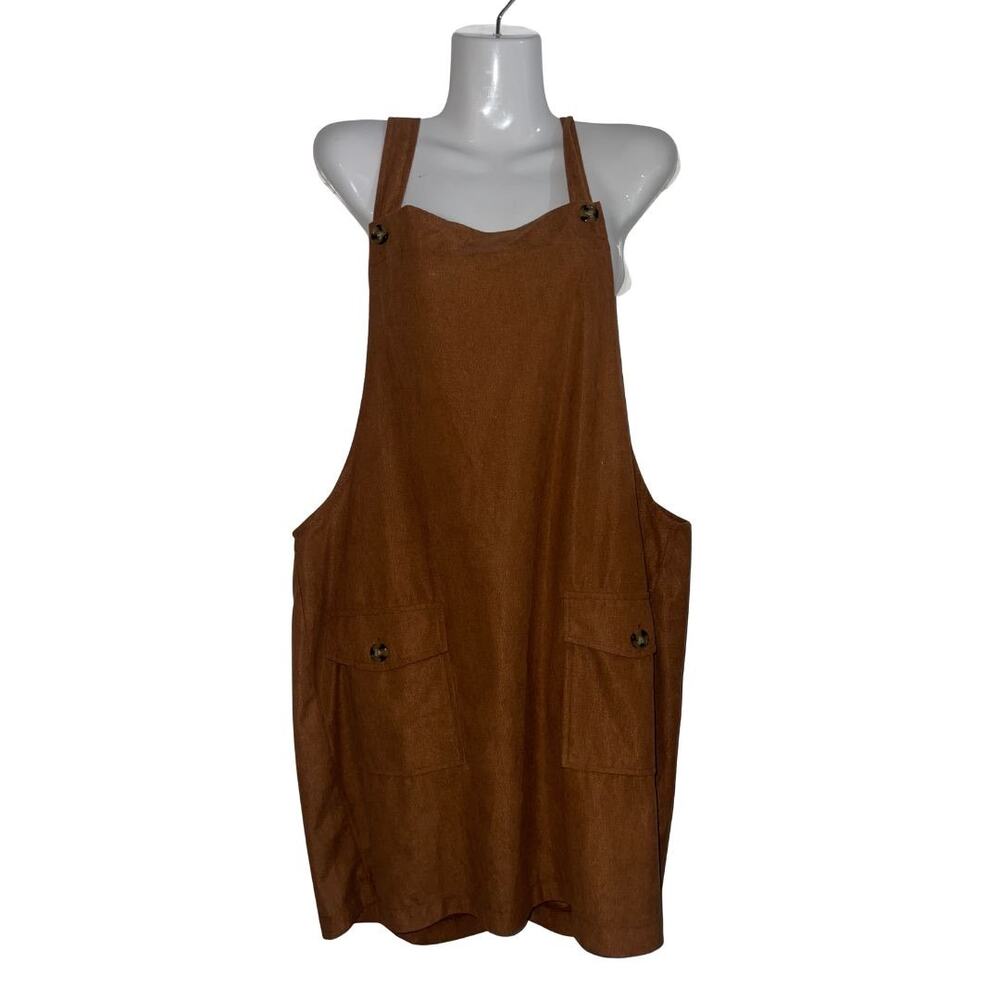 Haute Fox Brown Corduroy Overall Dress Plus SZ 3X Preppy Academia School Girl